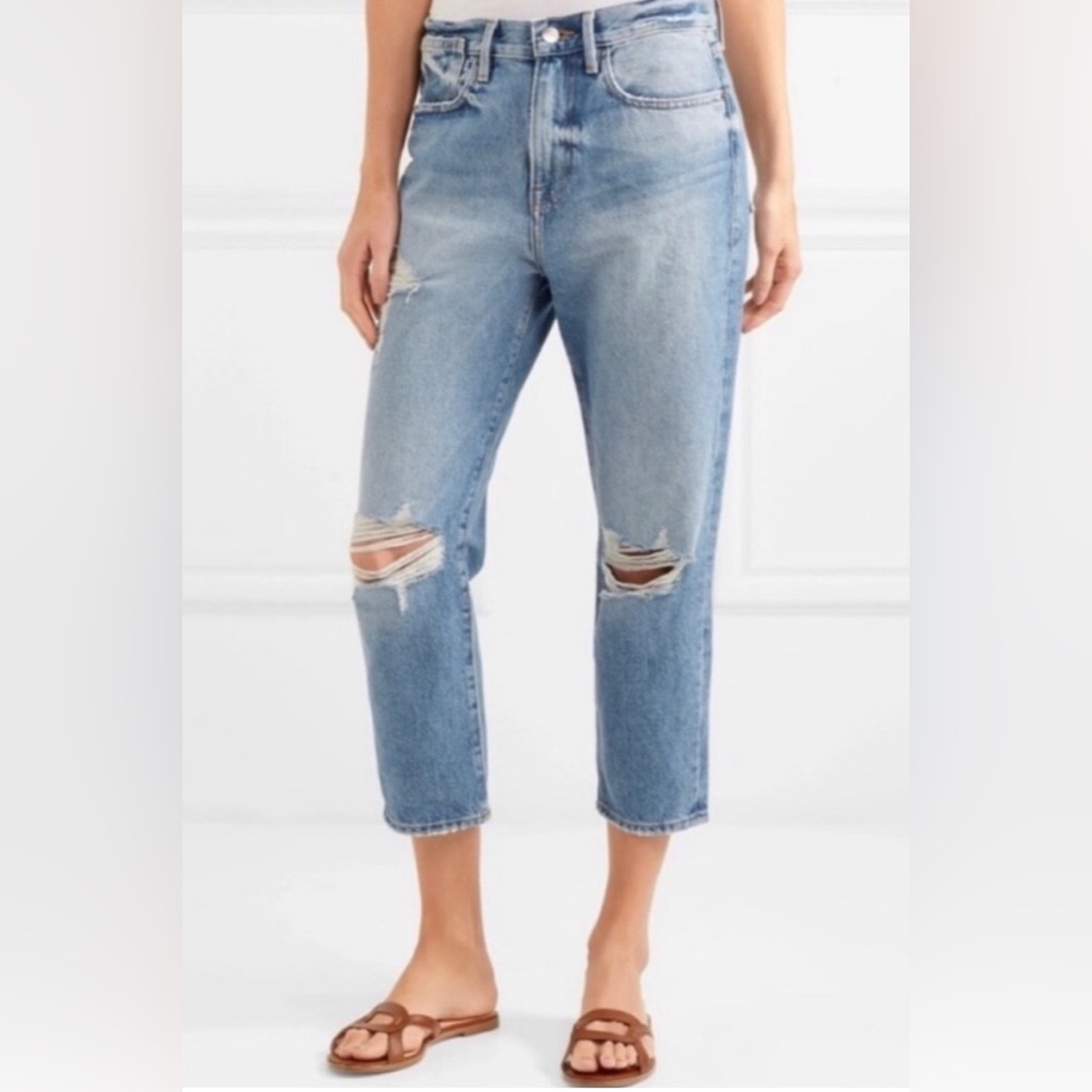 Frame Denim Le Stevie Crop Size 26 Distressed Boyfriend Jeans